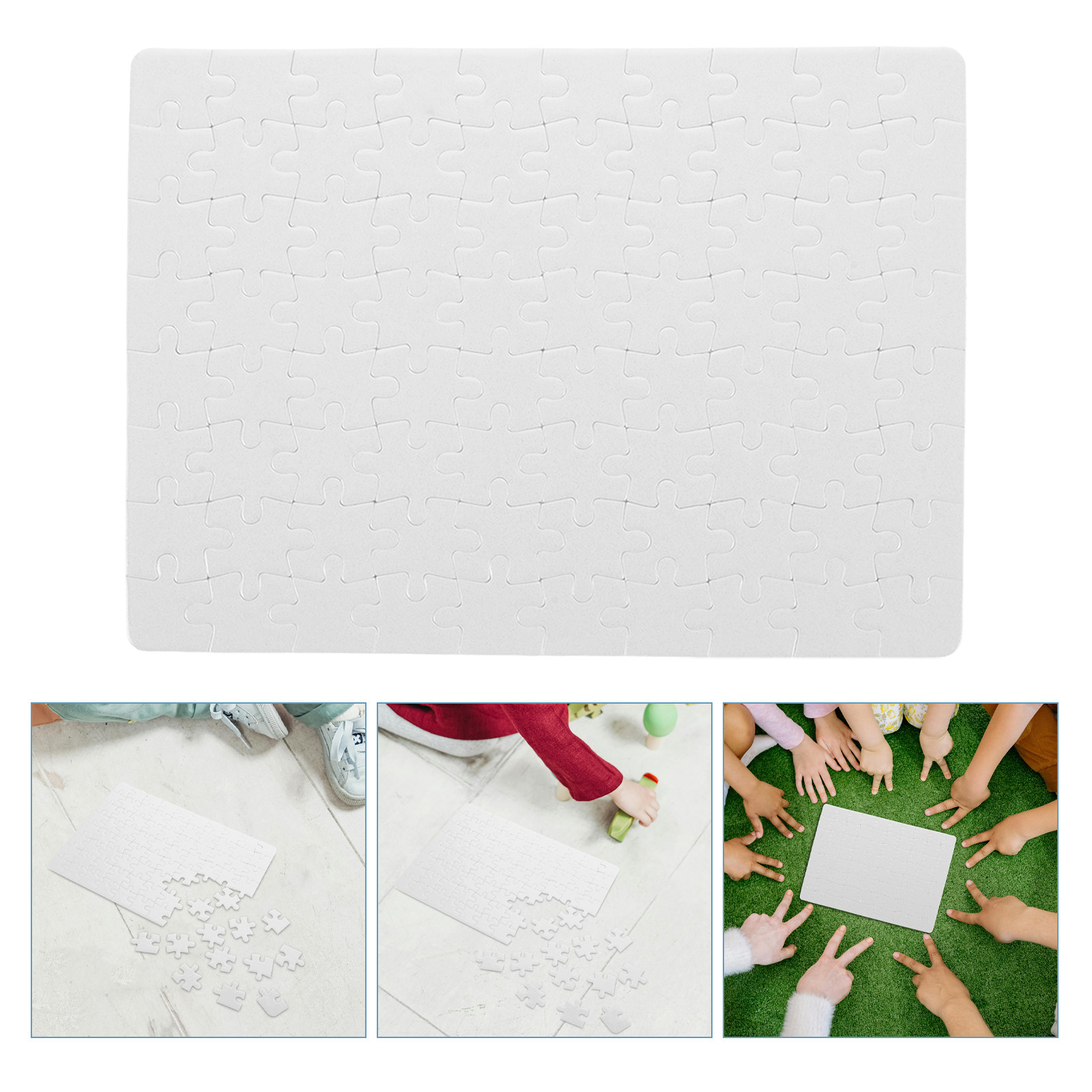 Puzzle Blank White - 無地のジグソーパズル用シート – DIYの絵画や家族で楽しめる工作に使える、白い昇華転写用パズルボード4枚セット